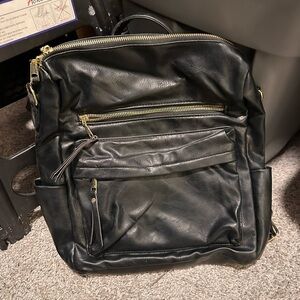 Black Leather-Look Men's Backpack Bag - Classic Carry